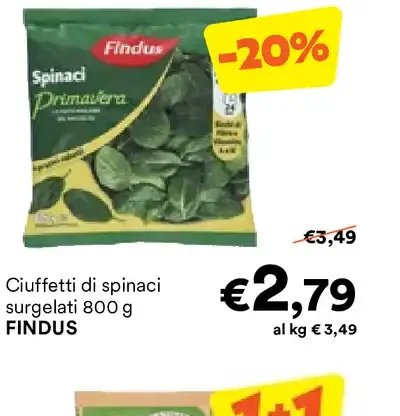 Ciuffetti di spinaci surgelati