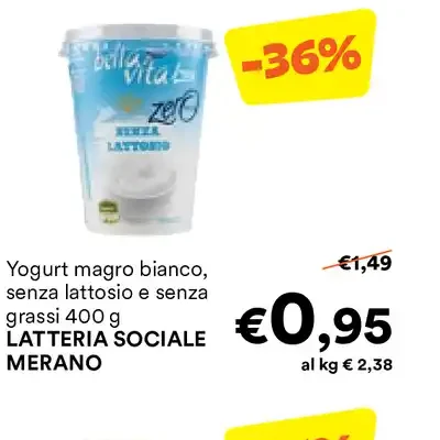 Yogurt magro bianco senza lattosio