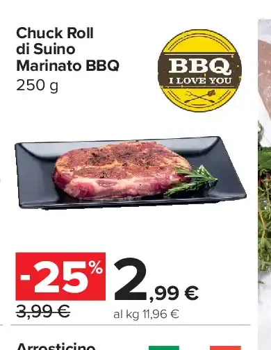 Chuck Roll di Suino Marinato BBQ