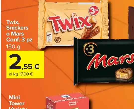 Twix, Snickers o Mars