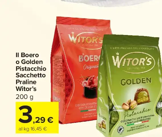 Il Boero o Golden Pistacchio sacchetto praline Witor's