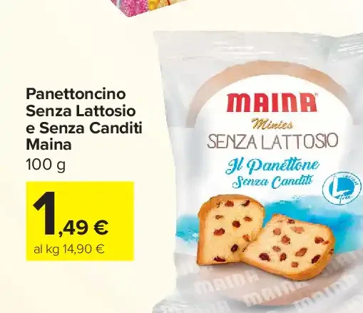 Panettone senza lattosio e senza canditi Maina