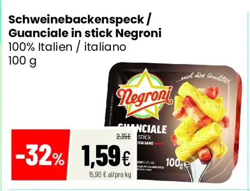 Guanciale in stick Negroni