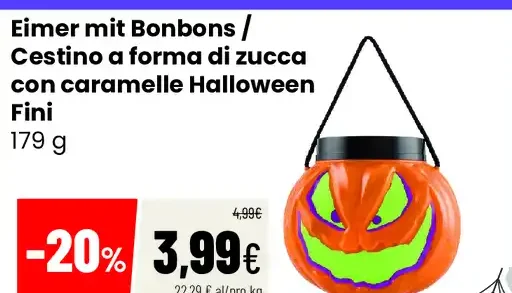 Cestino a forma di zucca con caramelle Halloween Fini