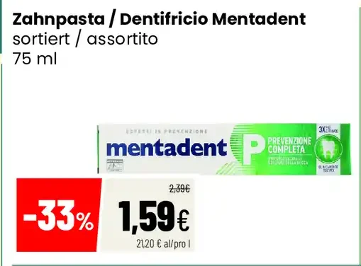 Dentifricio Mentadent