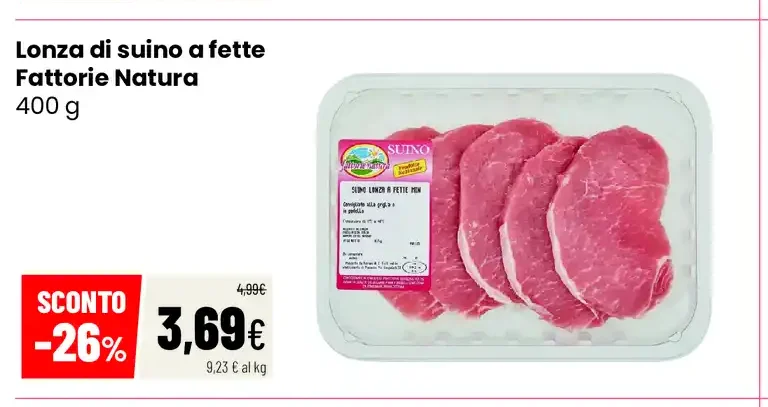 Lonza di suino a fette Fattorie Natura