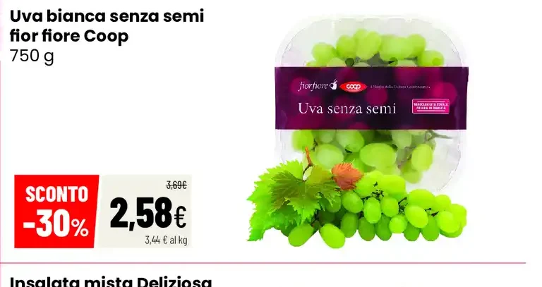 Uva bianca senza semi Fior Fiore Coop