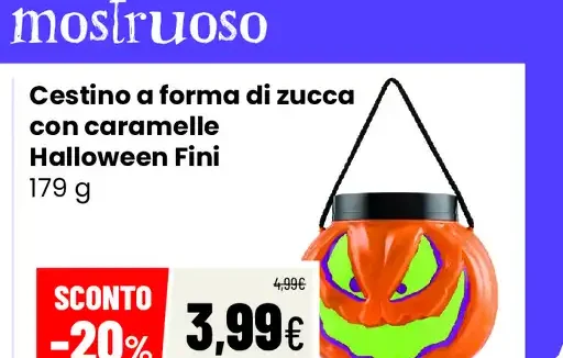 Cestino a forma di zucca con caramelle Halloween Fini