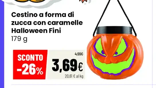 Cestino a forma di zucca con caramelle Halloween Fini