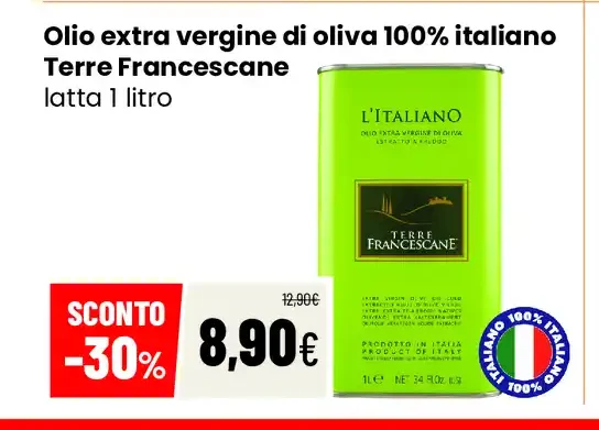 Olio extra vergine di oliva 100% italiano Terre Francescane