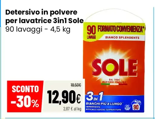 Detersivo in polvere per lavatrice 3in1 Sole