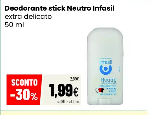 Deodorante stick Neutro Infasil extra delicato