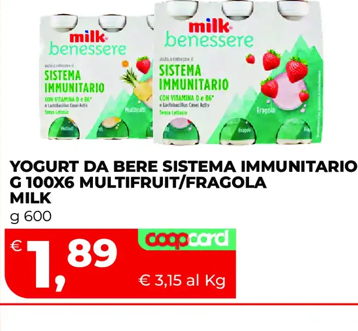 Yogurt da bere Sistema Immunitario G 100x6 Multifrutti/Fragola Milk