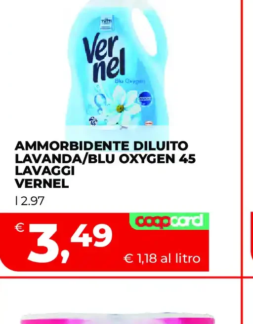 Ammorbidente diluito lavanda/blu oxygen 45 lavaggi Vernel