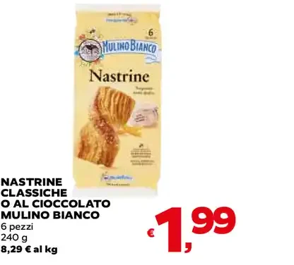 Nastrine classiche o al cioccolato Mulino Bianco