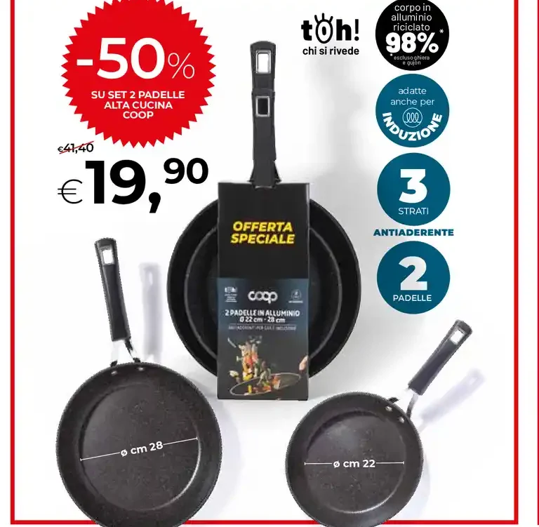 Set 2 padelle in alluminio antiaderente Coop