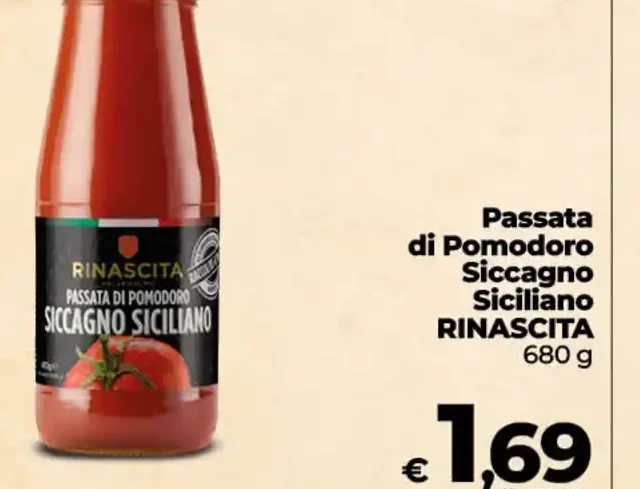 Passata di pomodoro Siccagno siciliano Rinascita
