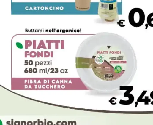 Piatti fondi in fibra di canna da zucchero