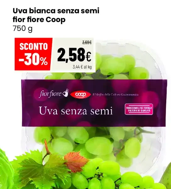 Uva bianca senza semi fior fiore Coop