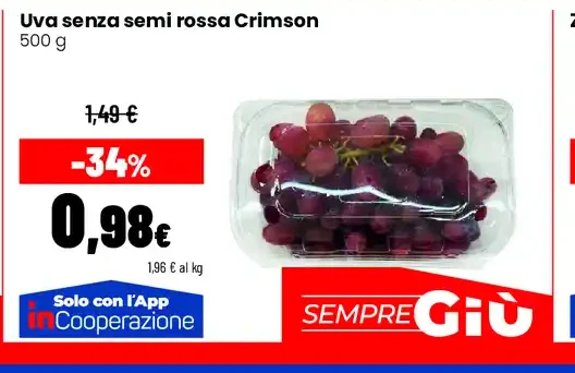 Uva senza semi rossa Crimson