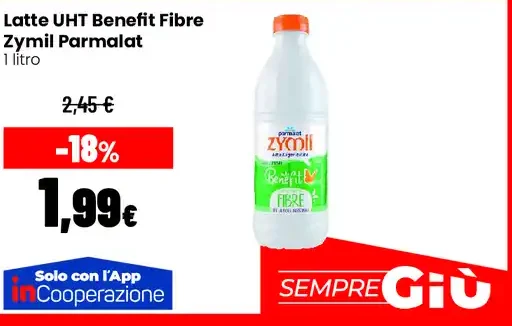 Latte UHT Benefit Fibre Zymil Parmalat