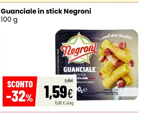 Guanciale in stick Negroni