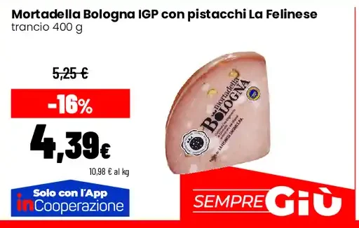 Mortadella Bologna IGP con pistacchi La Felinesе