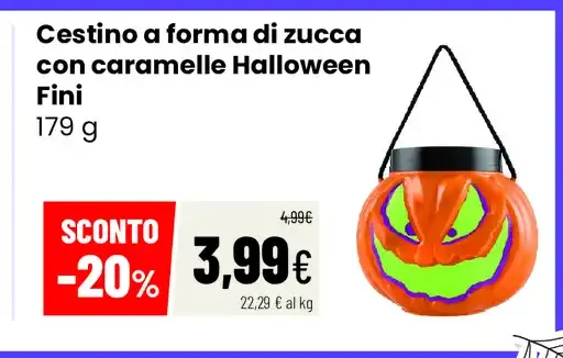 Cestino a forma di zucca con caramelle Halloween