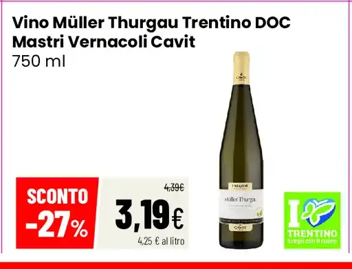 Vino Müller Thurgau Trentino DOC