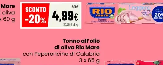 Tonno leggero Rio Mare all'olio extra vergine di oliva