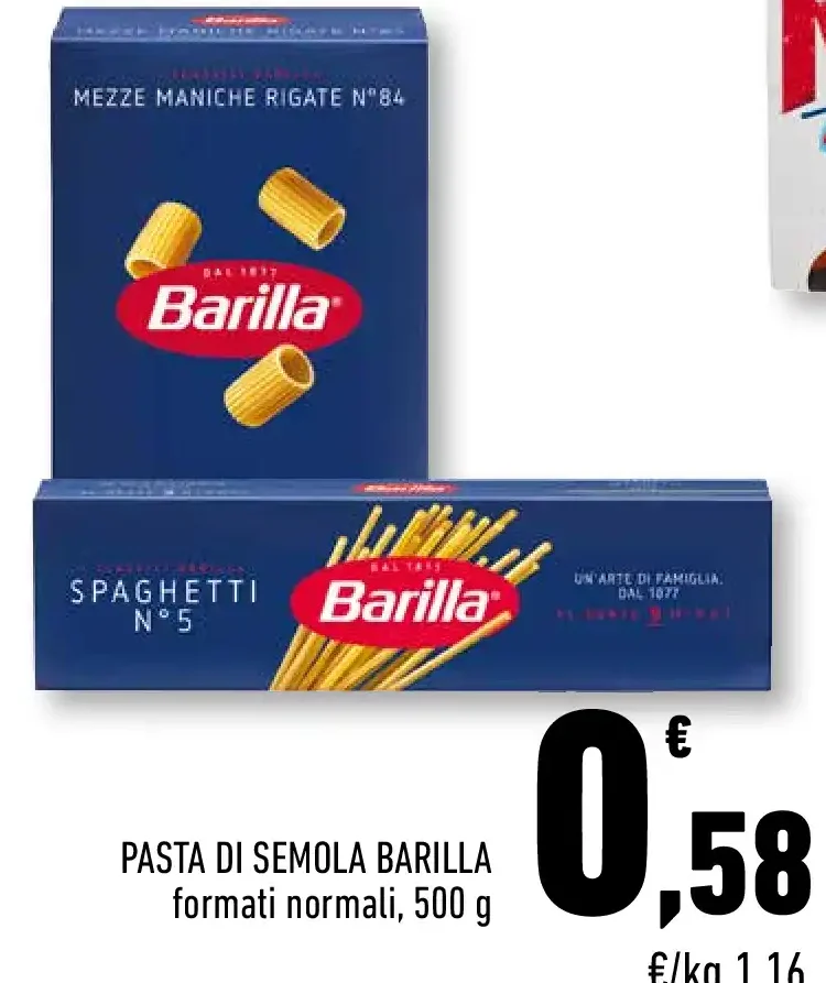 Pasta di semola Barilla formati normali