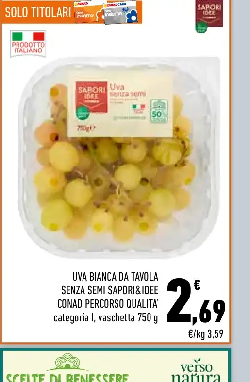 Uva bianca da tavola senza semi