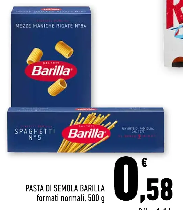 Pasta di semola Barilla formati normali