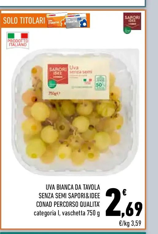 Uva bianca da tavola senza semi