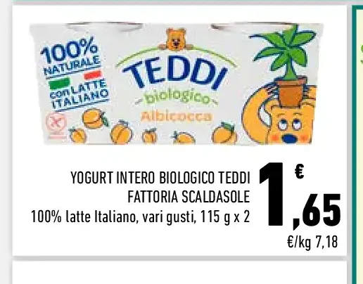 Yogurt intero biologico Teddi albicocca