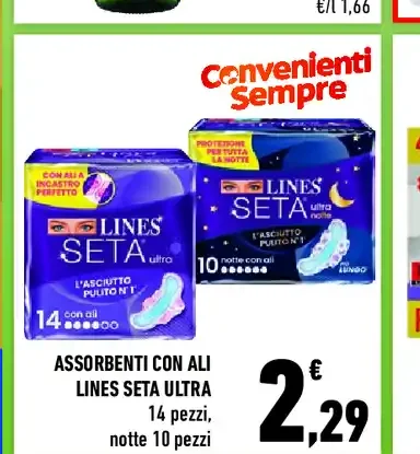 Assorbenti con ali Lines Seta Ultra