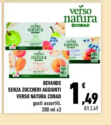 Bevande senza zuccheri aggiunti Verso Natura Conad