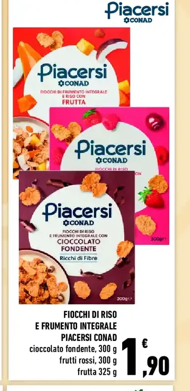 Fiocchi di riso e frumento integrale Piacersi Conad