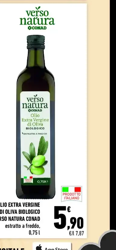 Olio extravergine di oliva biologico Verso Natura Conad