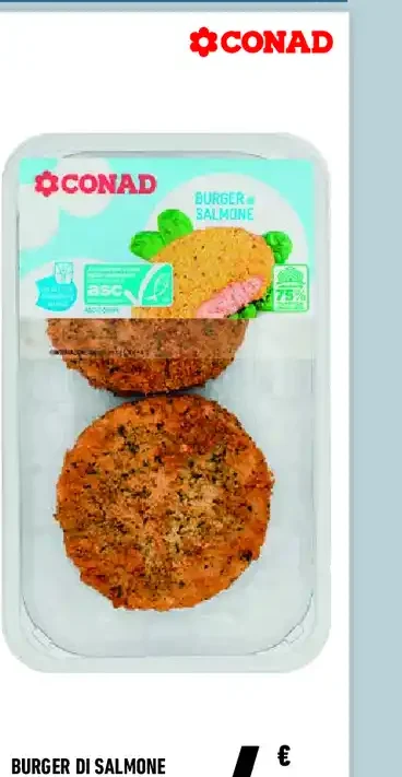 Burger di salmone panato Conad