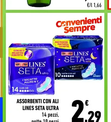 Assorbenti con ali Lines Seta Ultra