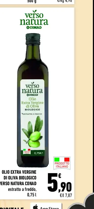 Olio extra vergine di oliva biologico Verso Natura Conad