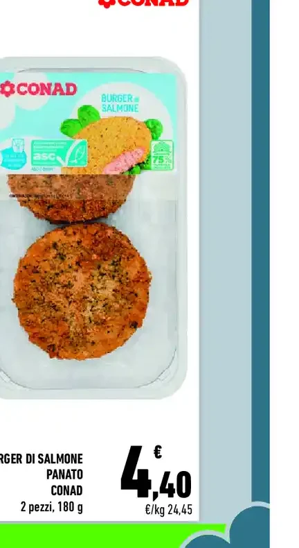 Burger di salmone panato Conad