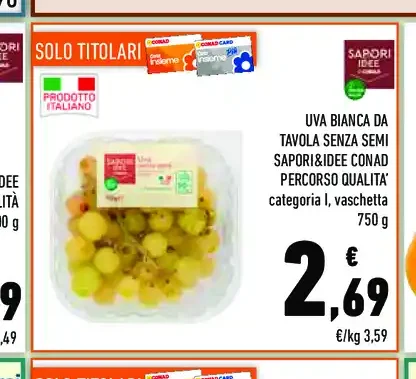 Uva bianca da tavola senza semi