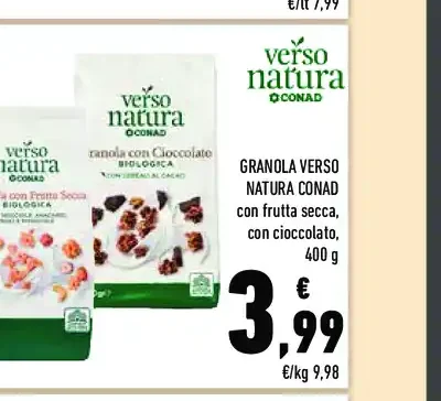 Granola biologica con frutta secca e cioccolato