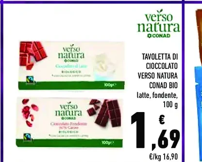 Tavoletta di cioccolato Verso Natura Conad Bio