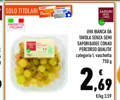 Uva bianca da tavola senza semi