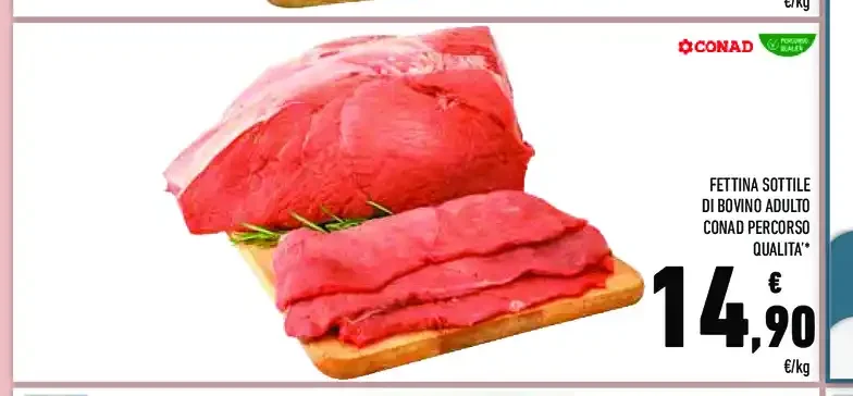 Fettina sottile di bovino adulto