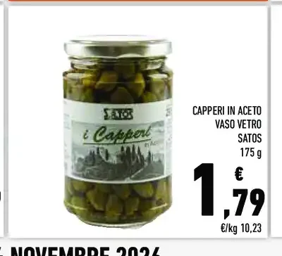 Capperi in aceto vaso vetro Satos