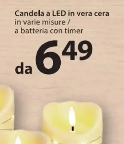 Candela a LED in vera cera